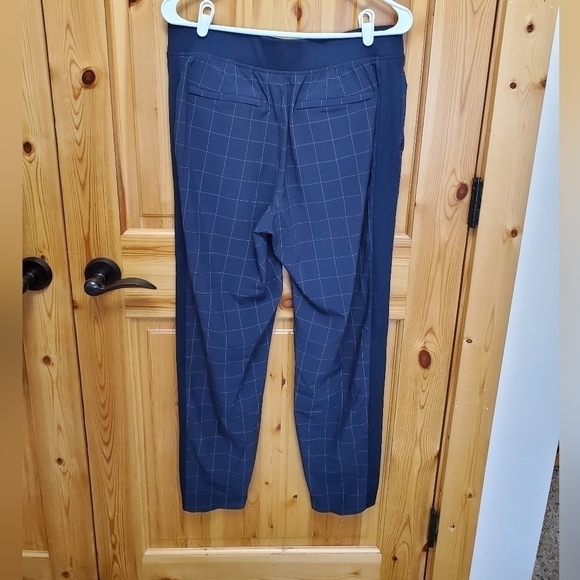 ATHLETA BROOKLYN TEXTURED ANKLE PANT NAVY BLUE WINDOW PANE PULL ON WOMEN SIZE 10 - Picture 5 of 16